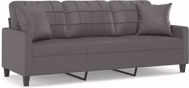 Divano | Divano da soggiorno | Sofa a 3 Posti con Cuscini Grigio 180 cm in Similpelle