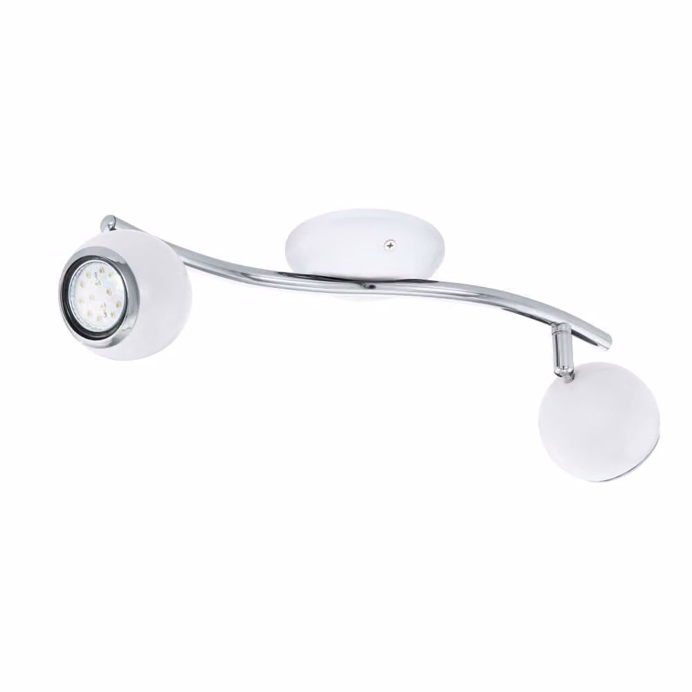 Plafoniera Moderna Bimeda 2 Luci Acciaio Bianco E Cromo