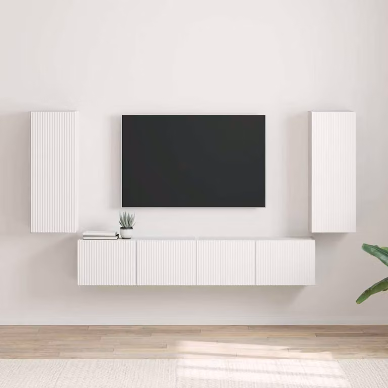 Set di 2 mobili TV da parete vidaXL in legno MDF bianco moderno