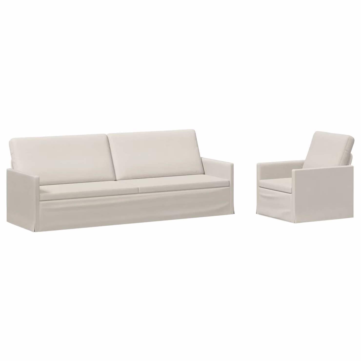 Set di 2 divani moderni vidaXL in velluto beige con struttura in metallo per soggiorno o ufficio