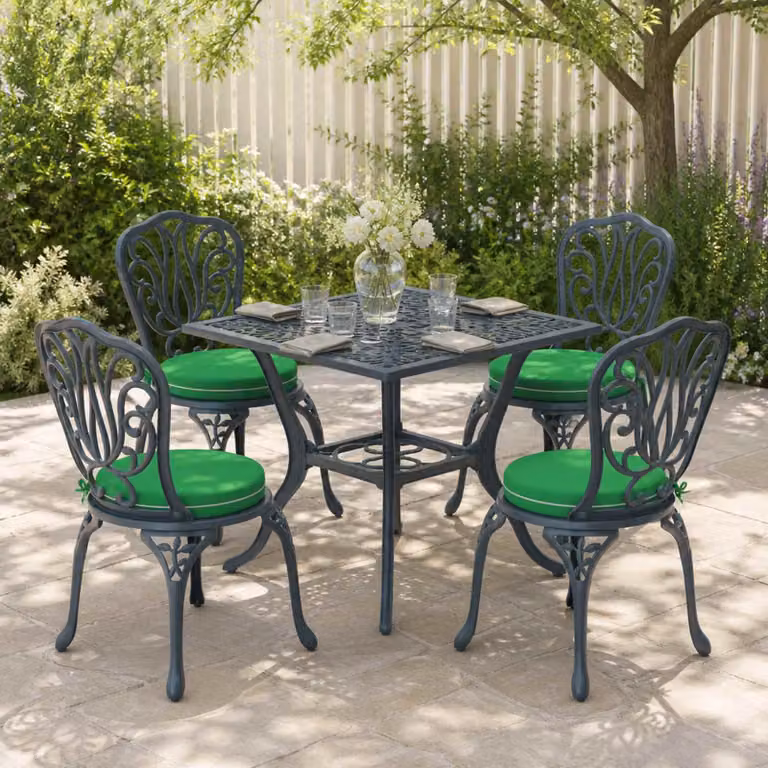 Set di 4 cuscini per sedia vidaXL SOEST in poliestere verde con rivestimento lavabile e resistente ai raggi UV