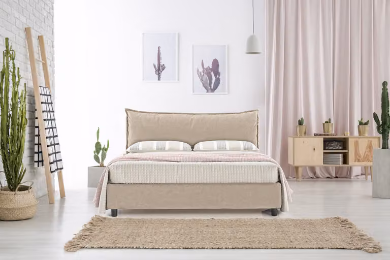 Kit Letto Contenitore Matrimoniale 160x200 ARLES + Materasso FASHION 2.0 Tortora