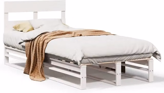 Letto singolo | Letto per adulti | Letto senza Materasso Bianco 90x200 cm Legno Massello di Pino