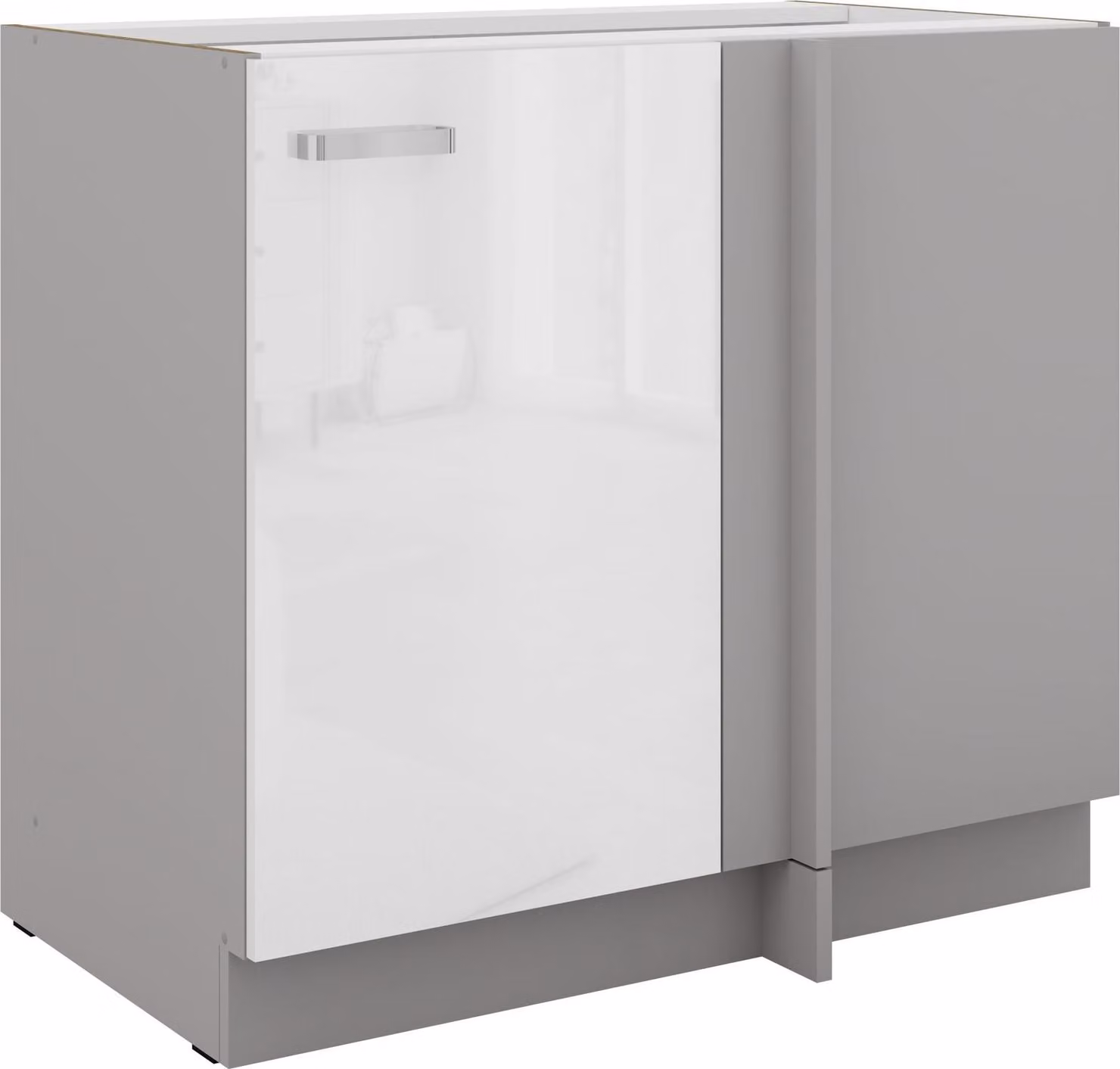 Base ad angolo 105 Bianca Bianco lucido + grigio Mobile cucina Blocco cucina