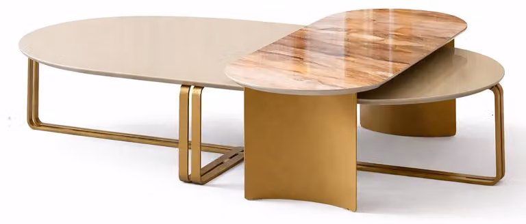 Tavolino da caffè in legno color beige, tavolino per il soggiorno, tavolino di design, mobili per il soggiorno