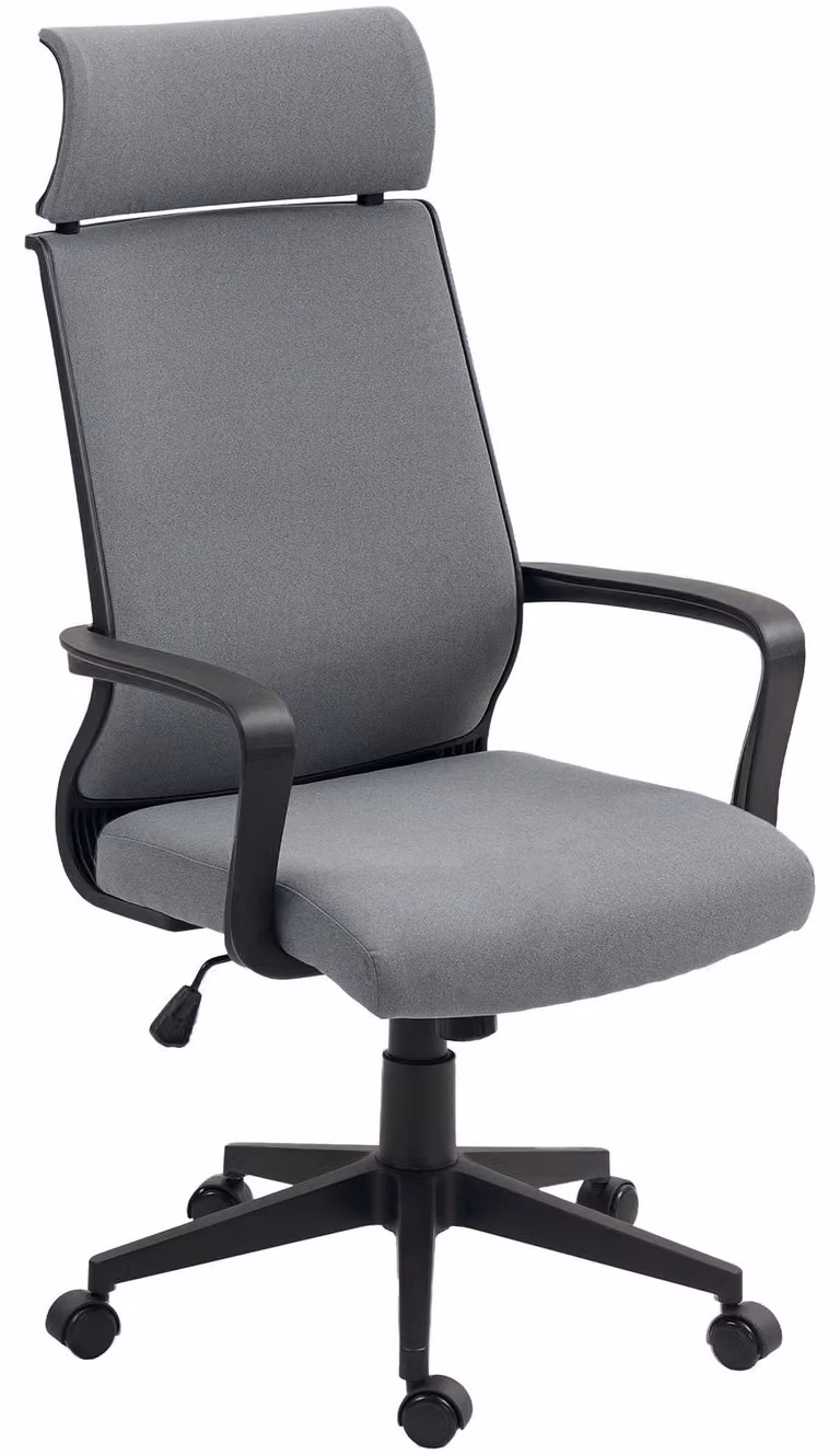 Sedia da ufficio, design ergonomico, rivestimento in morbida lana sintetica, rotelle girevoli