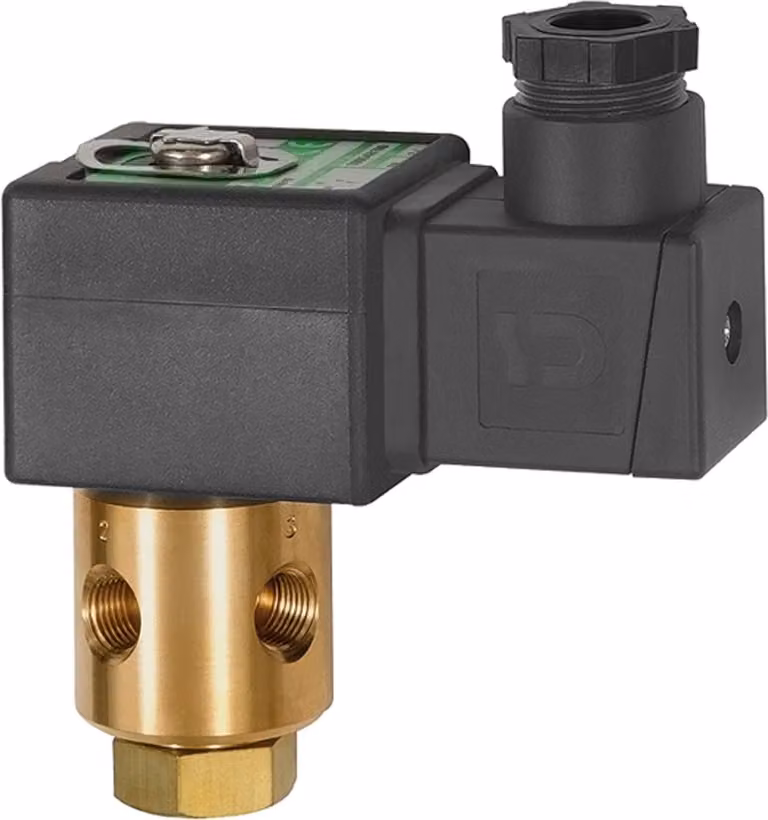 Riegler 3/2-Wege-MV., MS, NC, direktg. 24 V DC, NBR, Rp 1/8, PN 0-7 bar
