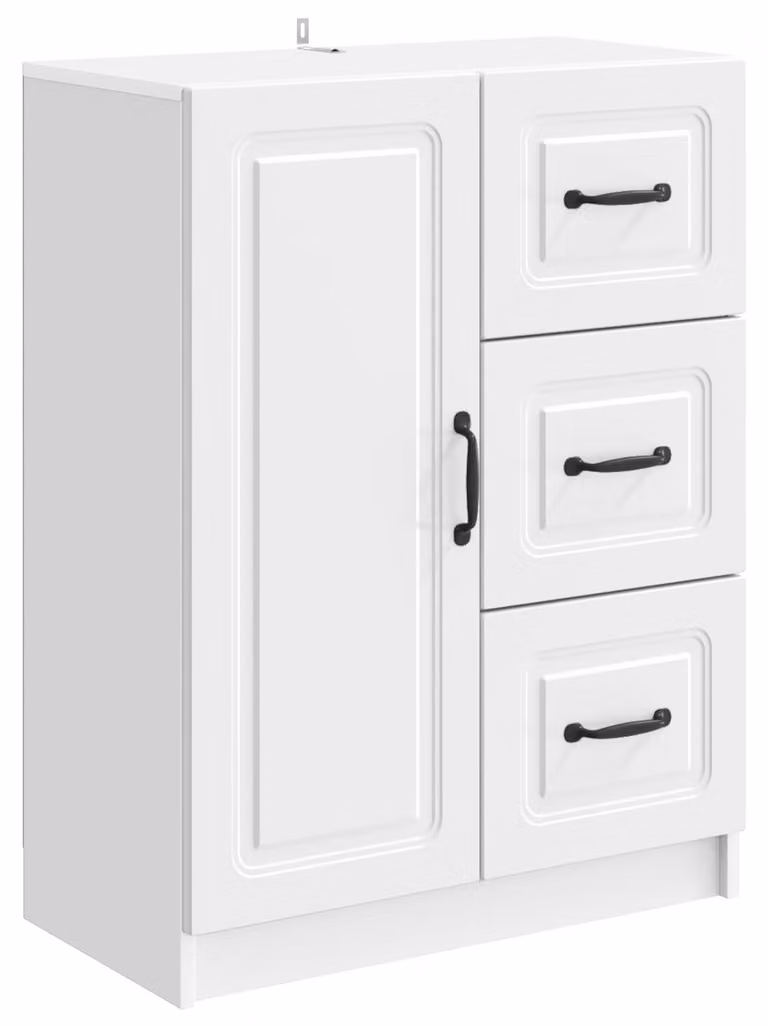 Credenza Bianco Lucido 66 x 34,5 x 87 cm Legno ingegnerizzato