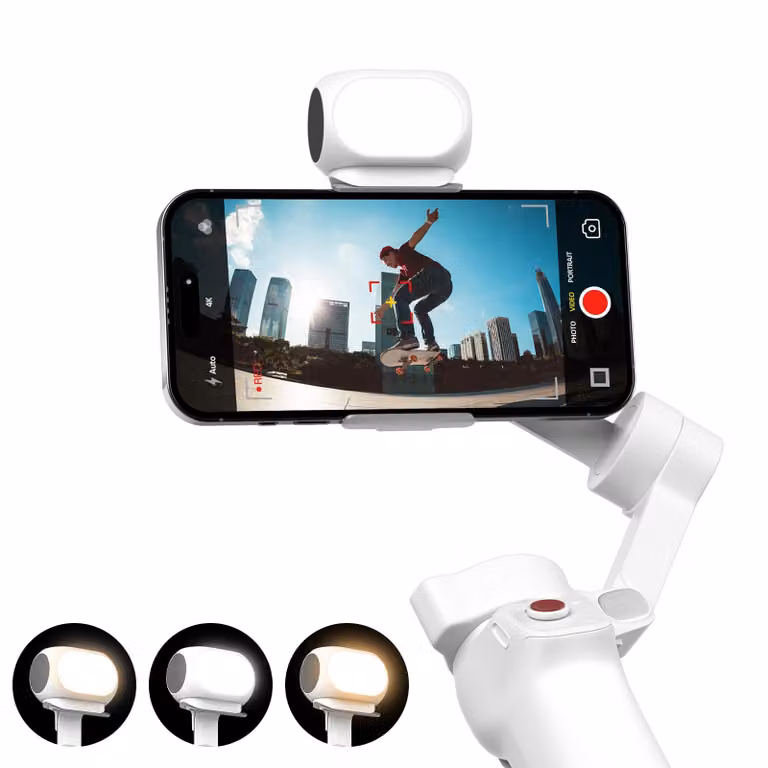 ZELURXX Lampada a luce di riempimento magnetica, lampada fotografica portatile, 3 modalità di luce, 10 livelli di luminosità, con supporto per cellulare, lampada singola