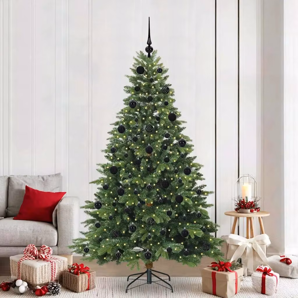 Albero di Natale artificiale vidaXL verde con 300 LED luce bianca calda in PE e PVC, Altezza: 210 cm