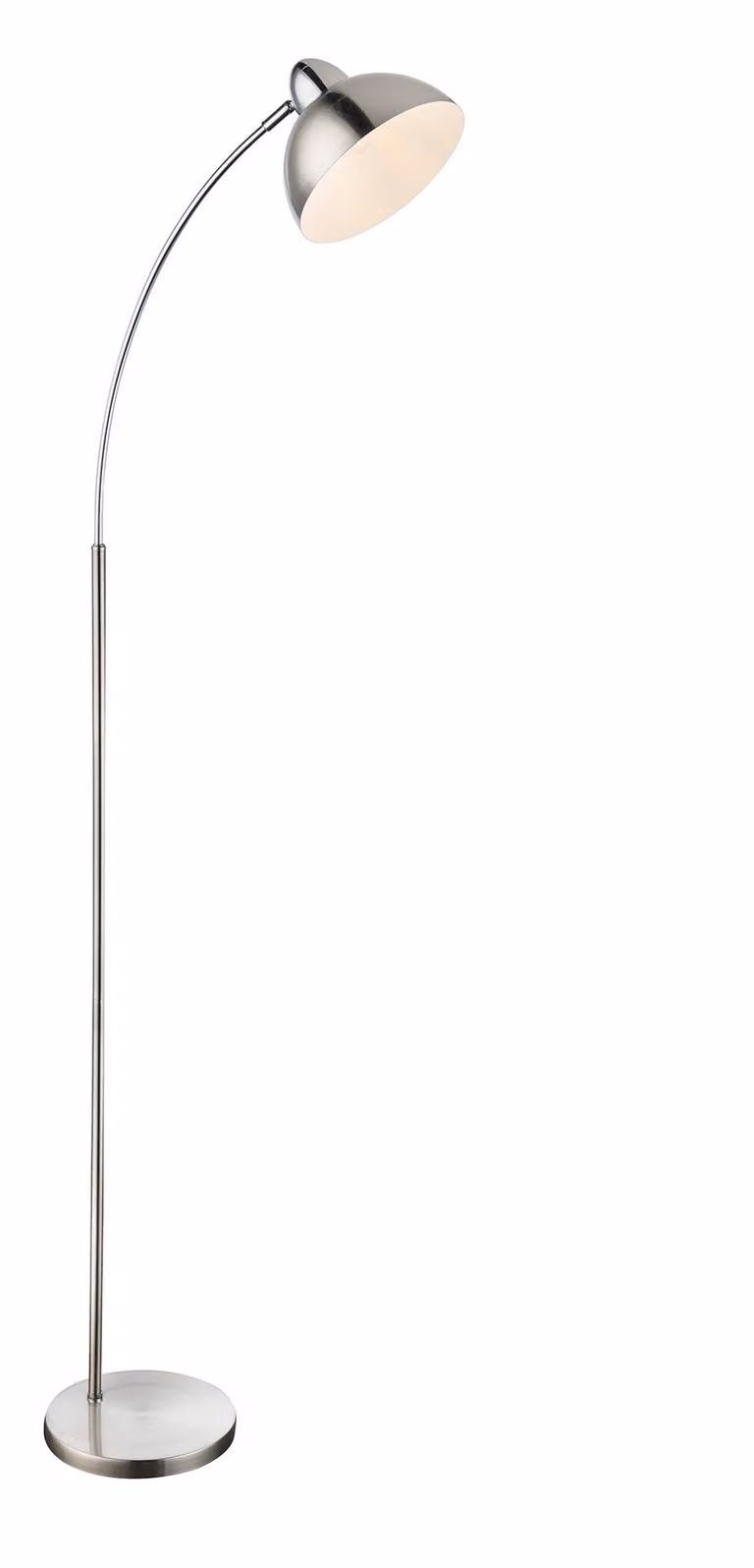 Globo Lighting lampada da terra in metallo nichel opaco, cromato, metallo nichel opaco, bianco, interruttore a pedale nel cavo, LxLxH: 500x230x1550mm, lunghezza cavo 1800mm, escl. 1x E27 40W 230V