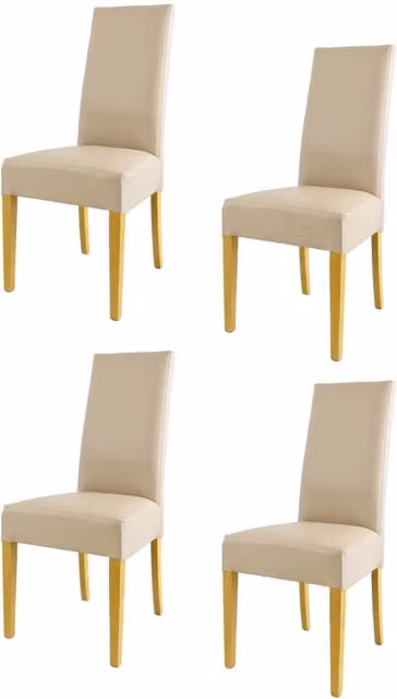Set 4 sedie Luisa Tommychairs in faggio color rovere, seduta e schienale rivestiti in pelle artificiale color lino