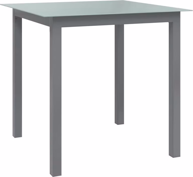 The Living Store Tavolo da giardino grigio chiaro 80x80x74 cm Alluminio e vetro