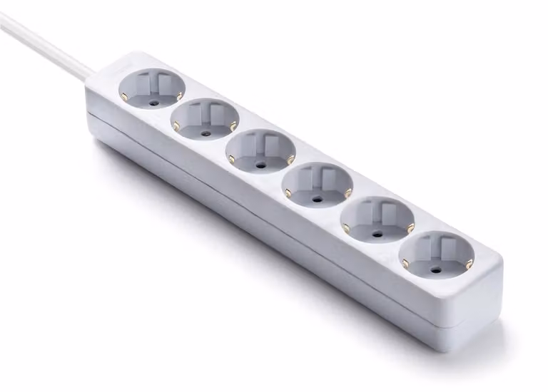 Ecosockets, ciabatta multipresa, 6 prese, 1,5 metri, bianca