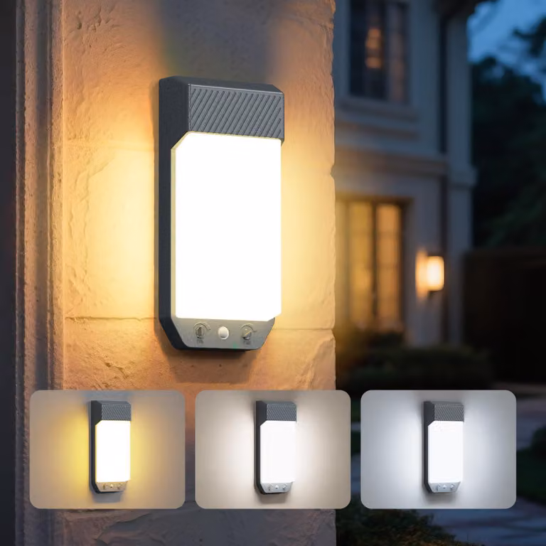 Set di 2 applique da esterno, rettangolari, in ABS, 16 W, colore grigio traffico