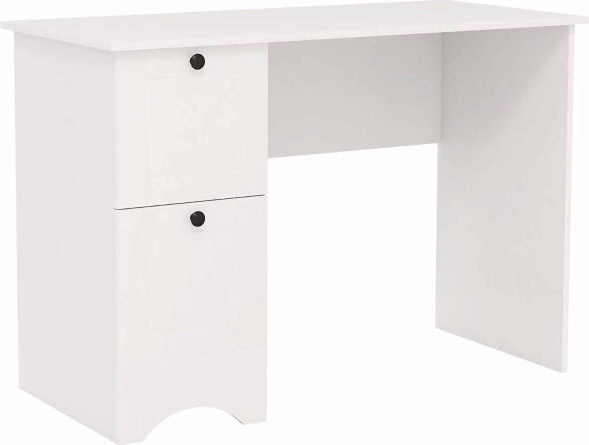 Tavolo per computer con 2 cassetti, scrivania, robusto tavolo da gioco, toletta, tavolo per laptop, bianco