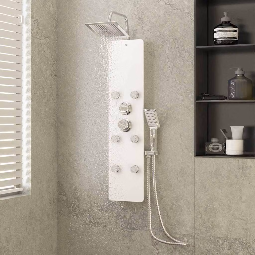 Pannello Doccia in Vetro vidaXL Bianco L/P/H: 25 x 47,5 x 130 cm – 1