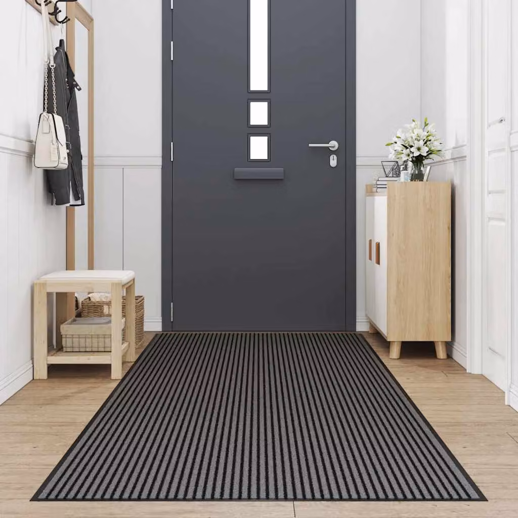 vidaXL Zerbino a Strisce Nere e Grigie 115x500 cm