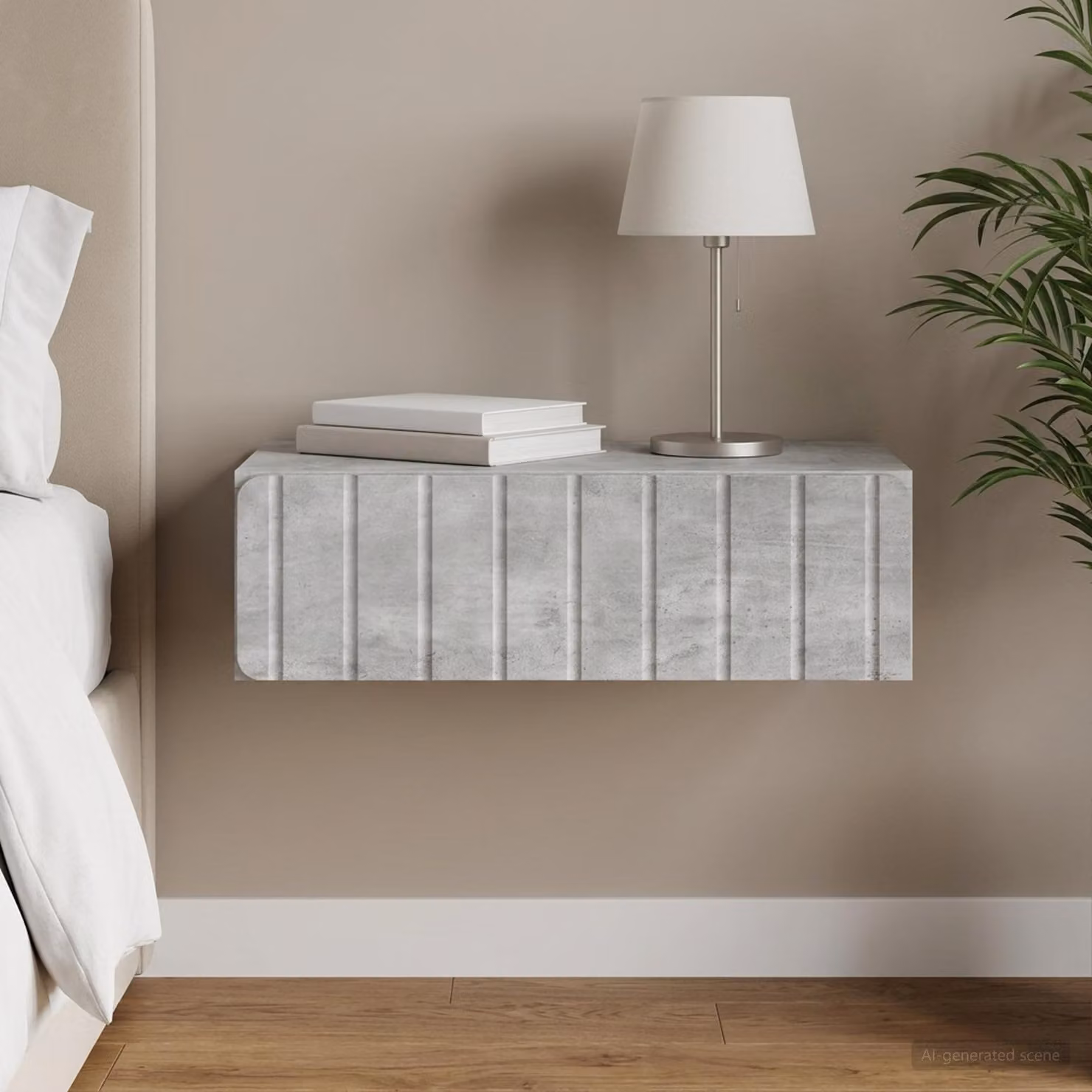 vidaXL Tavolino da Parete Laterale Moderno Grigio Cemento L/P/H: 59 x 34,5 x 17 cm