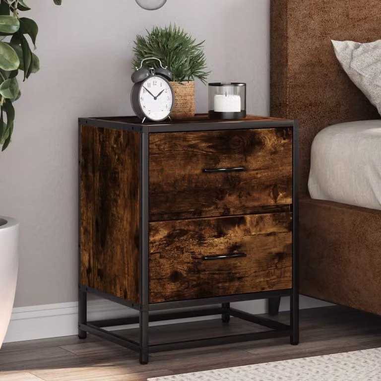 Set di 2 comodini vidaXL in rovere fumo, design moderno da appendere a parete, L 40 cm x P 31 cm x H 50 cm
