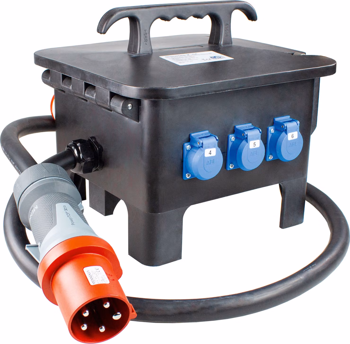 as-Schwabe Centralina di distribuzione elettrica da cantiere CEE 400 V 63 A su Schuko e CEE 16 A 63 A IP44