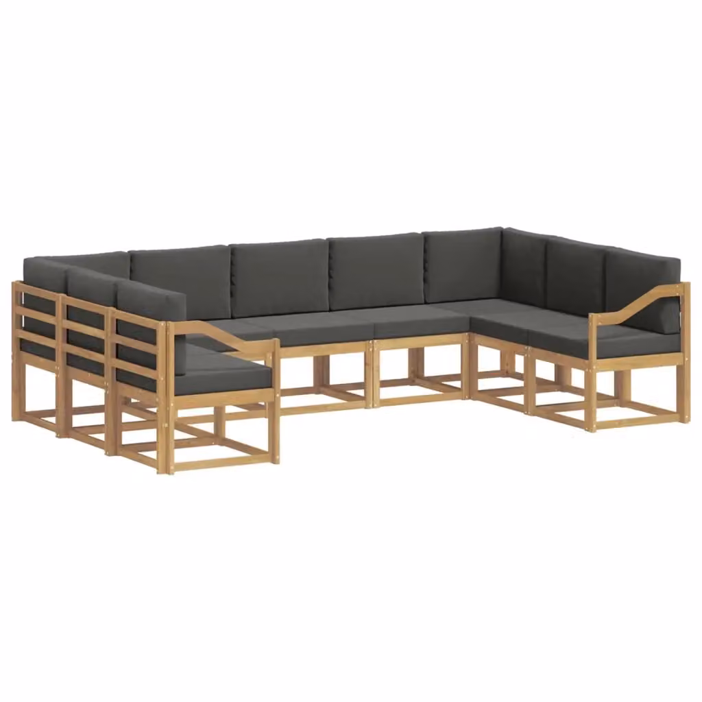 Set di divani da esterno a L vidaXL in legno di acacia con cuscini, Bianco e Antracite – 2