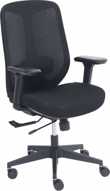 Sedia da ufficio ergonomica BELIANI in tessuto nero con braccioli, sedile regolabile e supporto lombare – 1