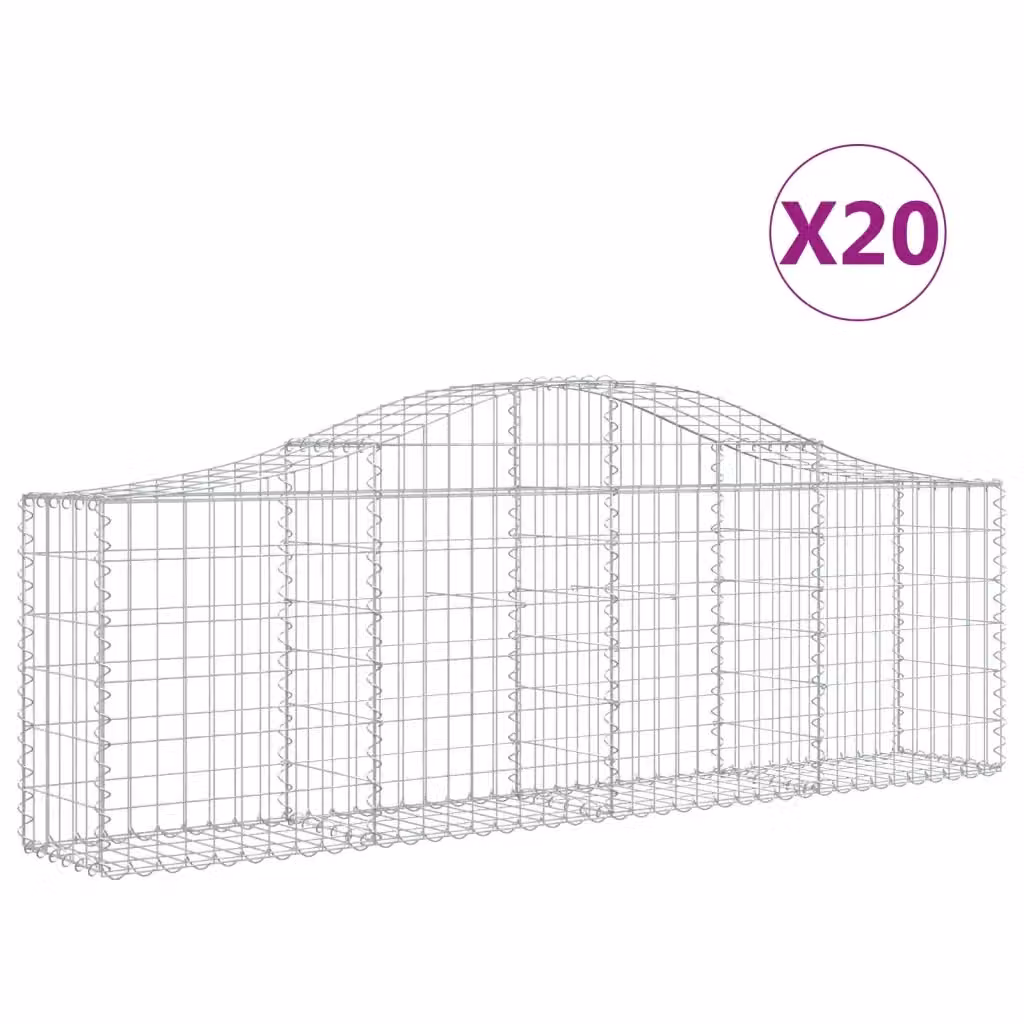 Set di 20 Cesti Gabbioni ad Arco Videx in Acciaio Zincato Colore Argento L: 200 cm, P: 30 cm, H: 60/80 cm – 2