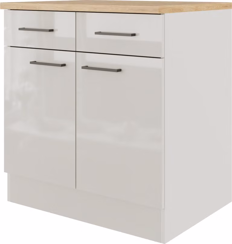 Fondo del mobile da cucina con cassetto e anta Flex Well Lund 80 x 60 x 85 cm grigio chiaro lucido grigio fumo opaco