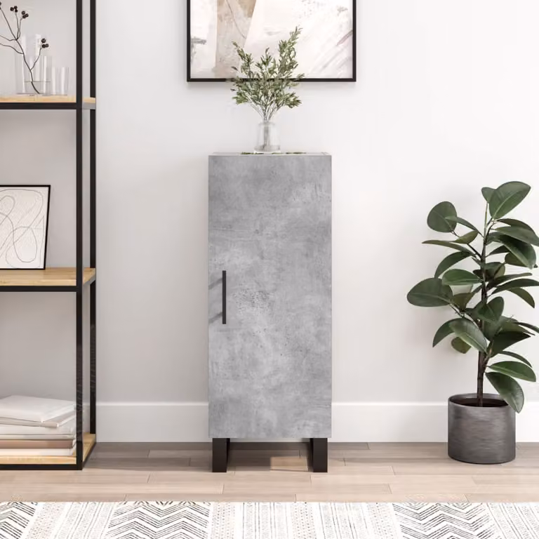 Credenza moderna vidaXL in legno e metallo, Grigio, L 34,5 cm x P 34 cm x H 90 cm