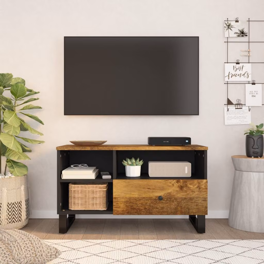 Mobile TV vidaXL in legno di mango e multistrato marrone L 80 cm, P 33 cm, H 46 cm