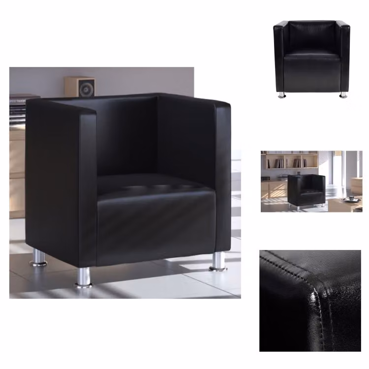vidaXL Poltrona Cube in Pelle finta nera - Poltrona