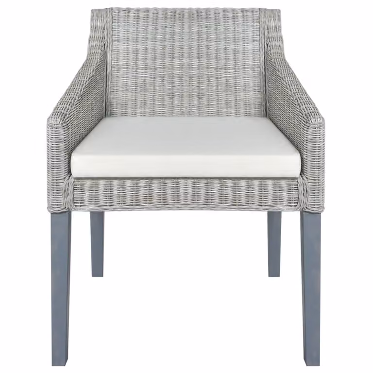 vidaXL Sedia da pranzo con cuscino in rattan naturale grigio
