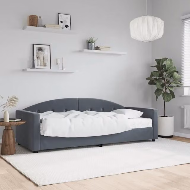 Divano Letto con Materasso Grigio Scuro 80x200 cm in Velluto 3197271