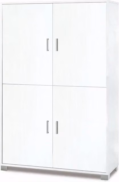 Armadio mobile 4 ante 107x41x162H cm in kit di montaggio colore Bianco