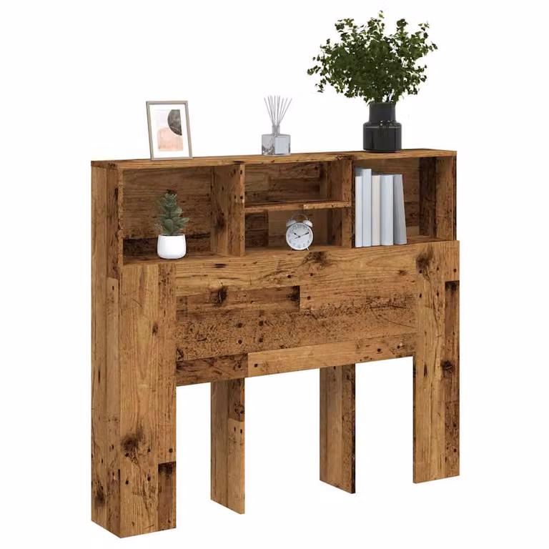 Testiera con Contenitore vidaXL in Legno Marrone con Ripiani Integrati L: 120 cm, P: 19 cm, H: 103,5 cm