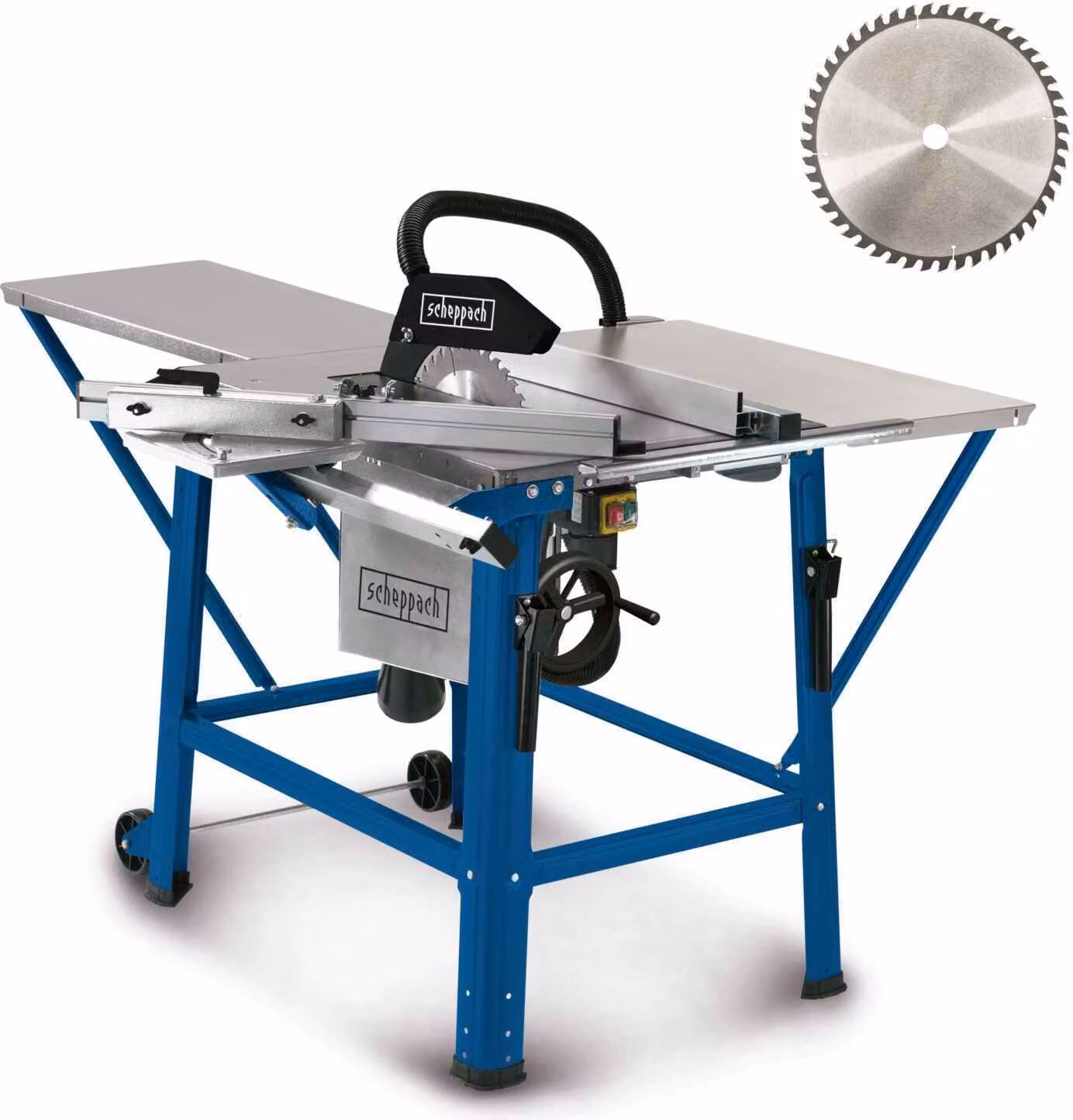 Sega da banco Scheppach TS310 | collegamento 230V | potenza 2200W | lama Ø315mm | altezza di taglio 83 mm | con prolunga del tavolo, seconda lama |