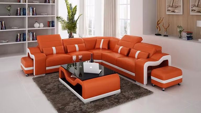 Desing Ecksofa Sofa Couch Leder Eck L-Form Wohnlandschaft Polster Eckgarnitur