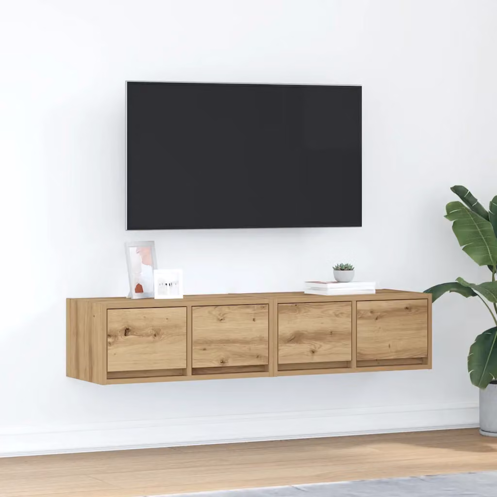 Set di 2 Mobili Porta TV da Parete vidaXL in Rovere Marrone Moderno L 60 cm, P 31 cm, H 25,5 cm