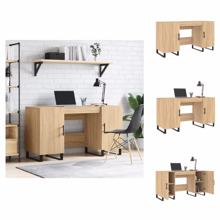 vidaXL Scrivania rovere Sonoma 140x50x75 cm materiale a base di legno - Scrivanie