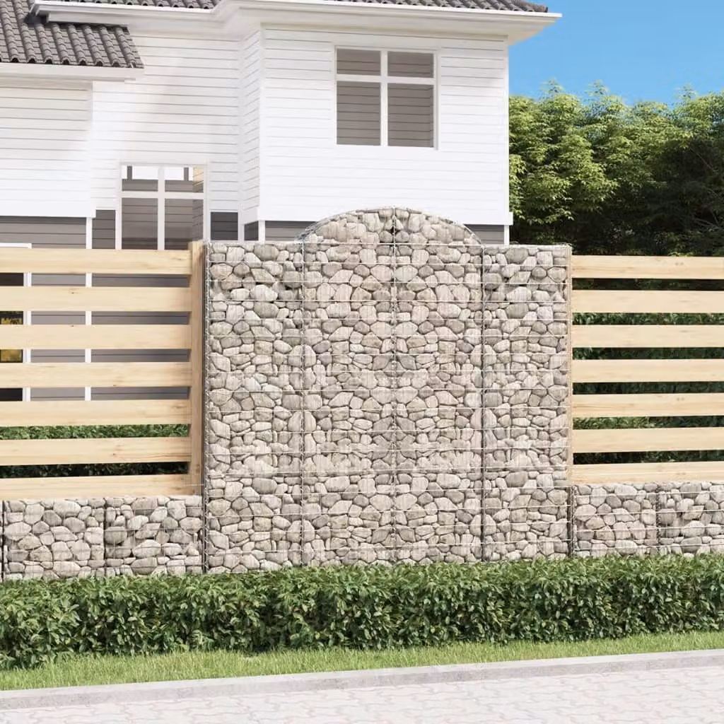 Set di 11 Cesti Gabbioni ad Arco vidaXL in Acciaio Zincato Grigio L: 200 cm, P: 50 cm, H: 200-220 cm