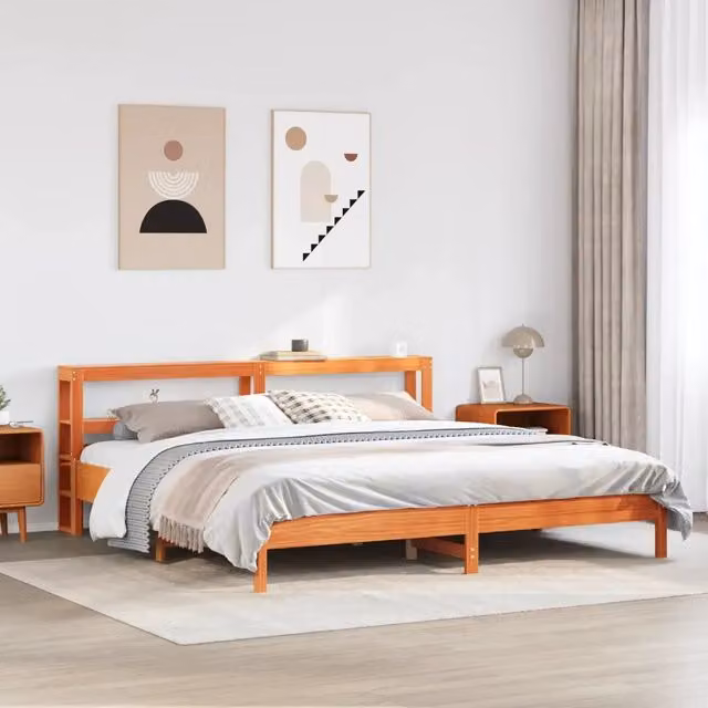 Letto senza Materasso Marrone Cera 200x200 cm in Legno di Pino 3306137