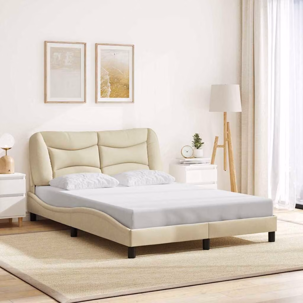 Giroletto senza materasso vidaXL Hvar color beige in tessuto e legno L/P: 120 x 200 cm
