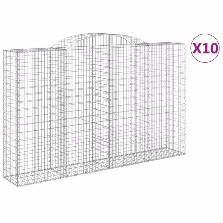 Cesti Gabbioni ad Arco 10 pz 300x50x180/200 cm Ferro Zincato