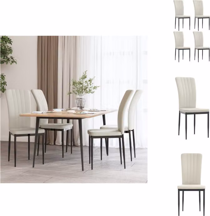 vidaXL Sedie da pranzo, 4 pezzi, colore crema, in velluto - Sedie per sala da pranzo