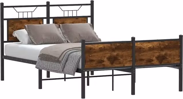 Struttura Letto Design Mania in Rovere Fumo e Metallo, L 120 x P 200 cm