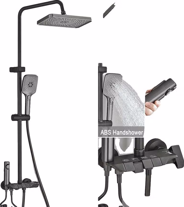 Set doccia digitale, altezza regolabile, installazione semplice, colore grigio argento