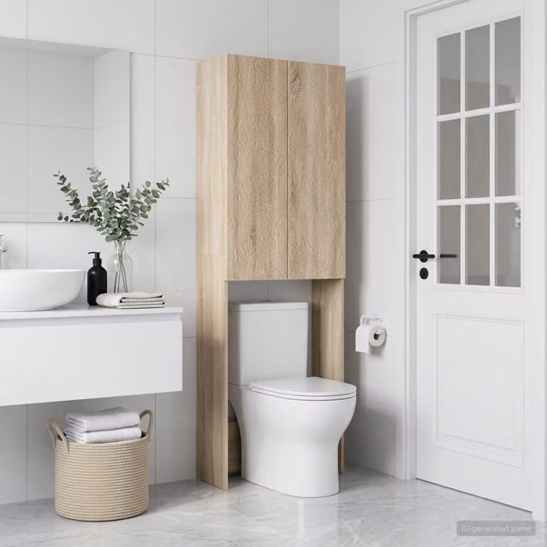 Mobiletto da bagno moderno vidaXL DELFT in Rovere Sonoma, colore marrone, L: 66 cm, P: 25,5 cm, H: 190 cm