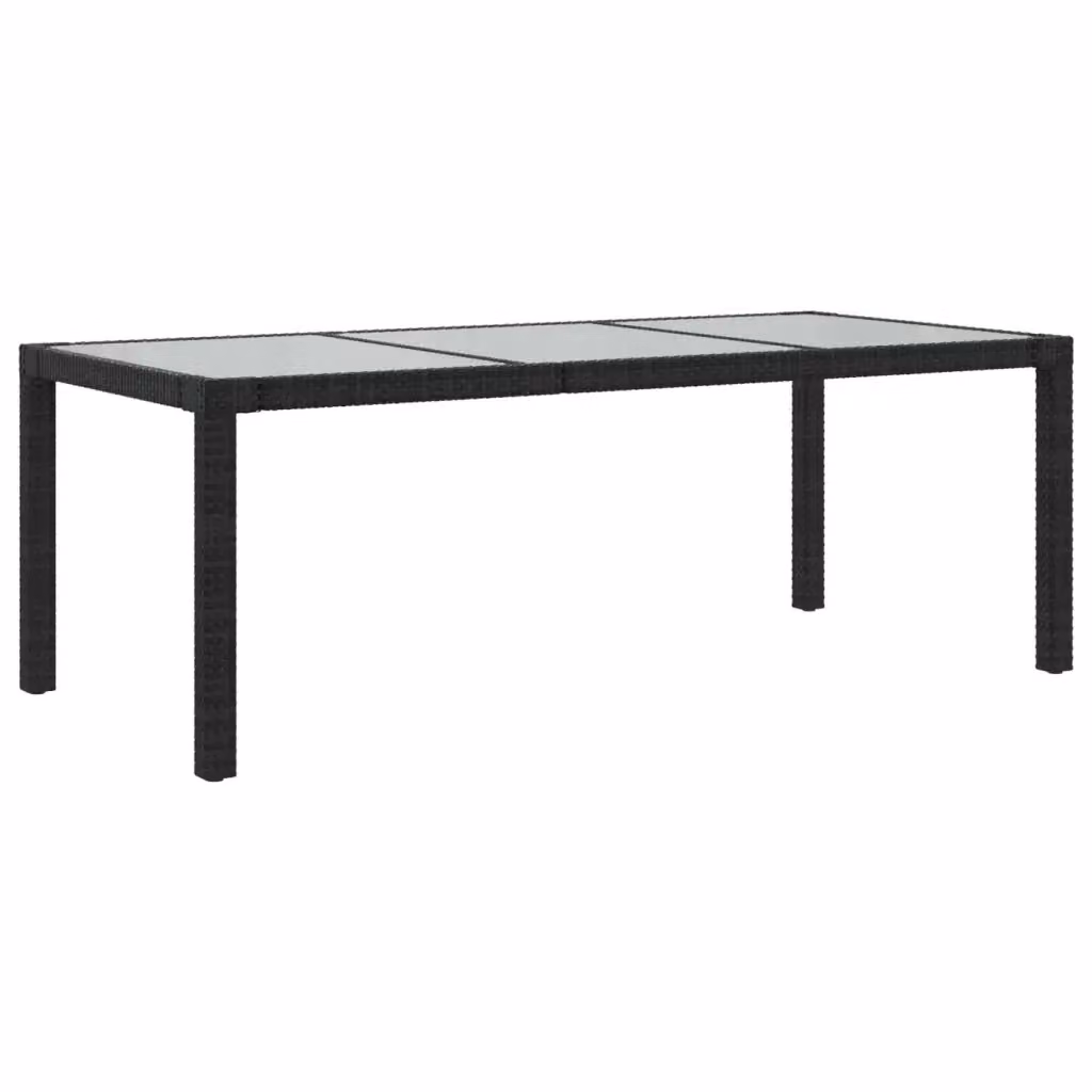 Tavolo da giardino rettangolare vidaXL in polyrattan e vetro temperato nero L: 190 cm, P: 90 cm, H: 75 cm – 2
