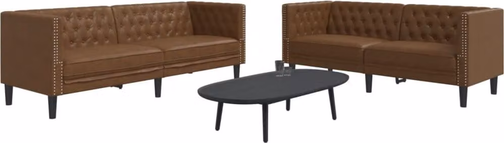 Maison Exclusive - Set divano Chesterfield a 2 posti, in ecopelle marrone effetto pelle scamosciata